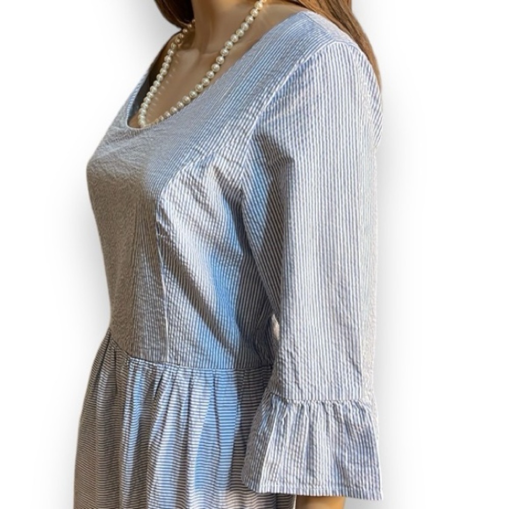 Light Blue Mini Dress with Ruffled Sleeves - Picture 7 of 9